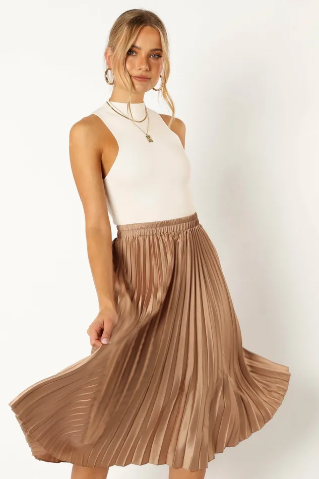 Women Skirts Petal and Pup Chloe Plisse Skirt Gold