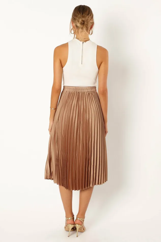 Women Skirts Petal and Pup Chloe Plisse Skirt Gold