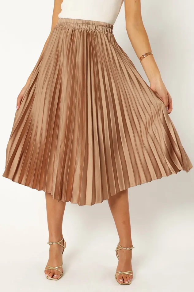 Women Skirts Petal and Pup Chloe Plisse Skirt Gold