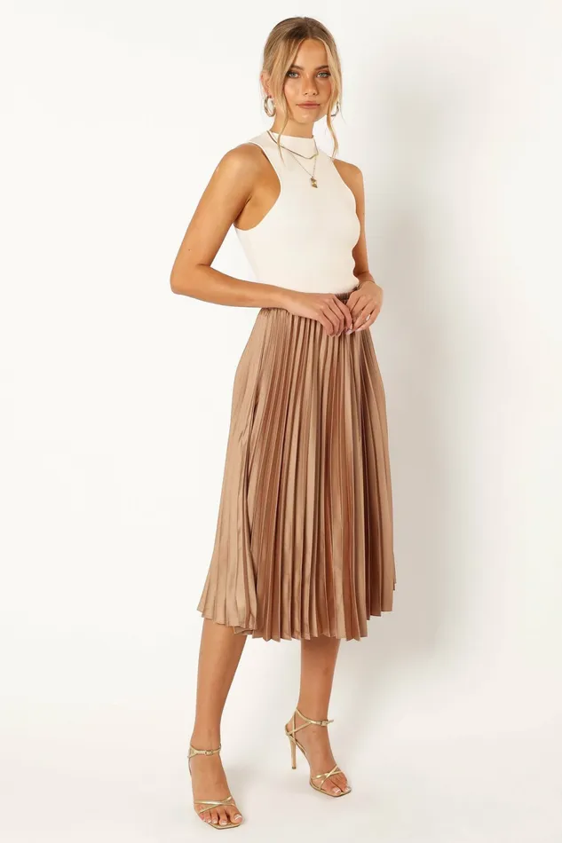Women Skirts Petal and Pup Chloe Plisse Skirt Gold