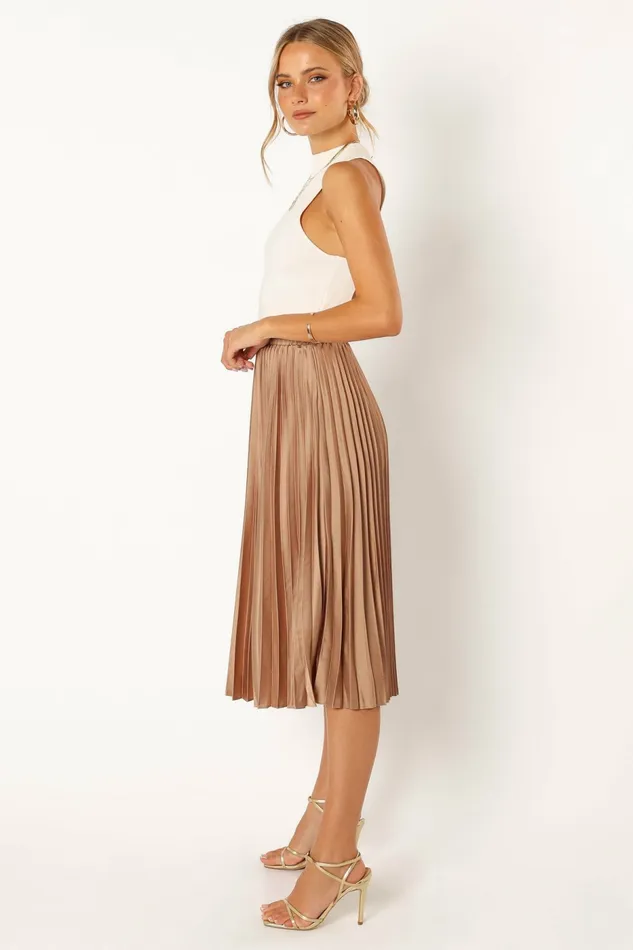Women Skirts Petal and Pup Chloe Plisse Skirt Gold