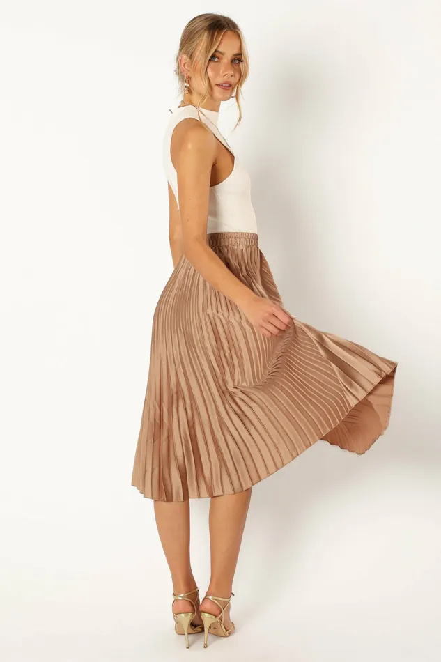 Women Skirts Petal and Pup Chloe Plisse Skirt Gold