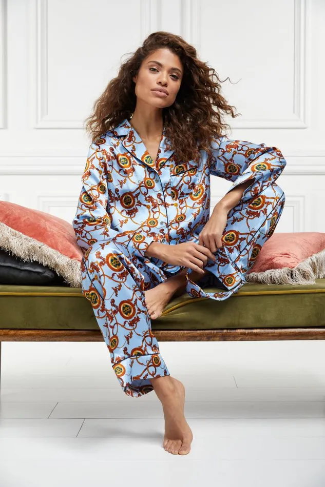 Women Sleepwear Holland Cooper Silk Pyjama Trouser Sky Blue
