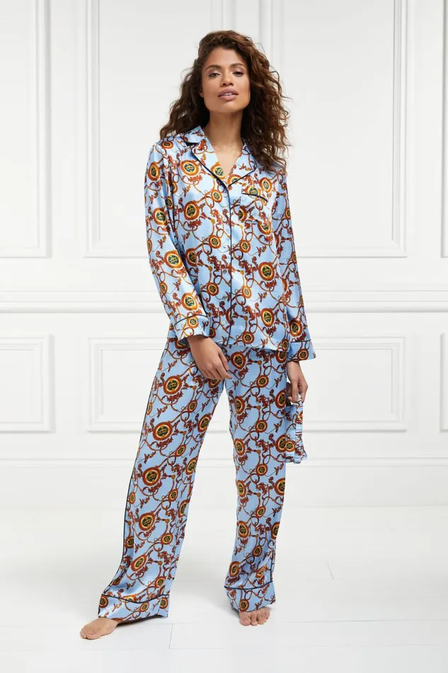 Women Sleepwear Holland Cooper Silk Pyjama Trouser Sky Blue