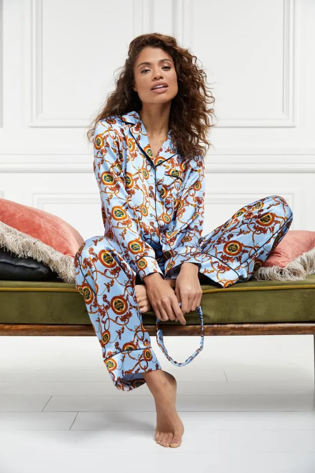 Women Sleepwear Holland Cooper Silk Pyjama Trouser Sky Blue