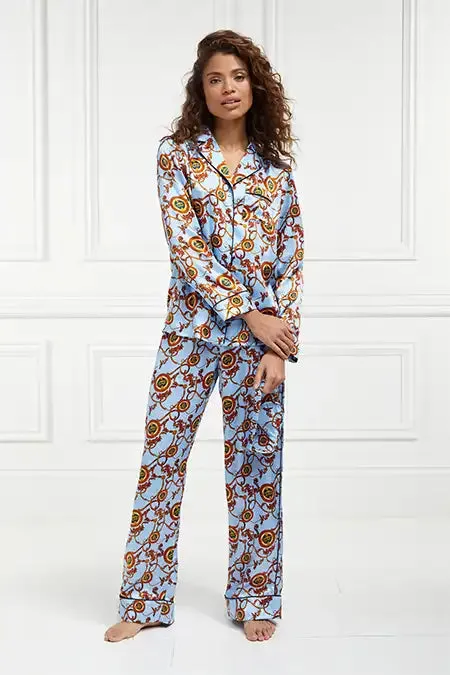 Women Sleepwear Holland Cooper Silk Pyjama Trouser Sky Blue