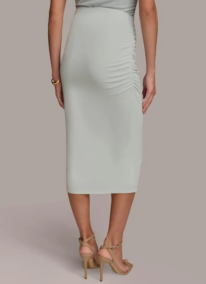 Women SLIM RUCHED SIDE SKIRT Blue Frost Donna Karan New York Skirts