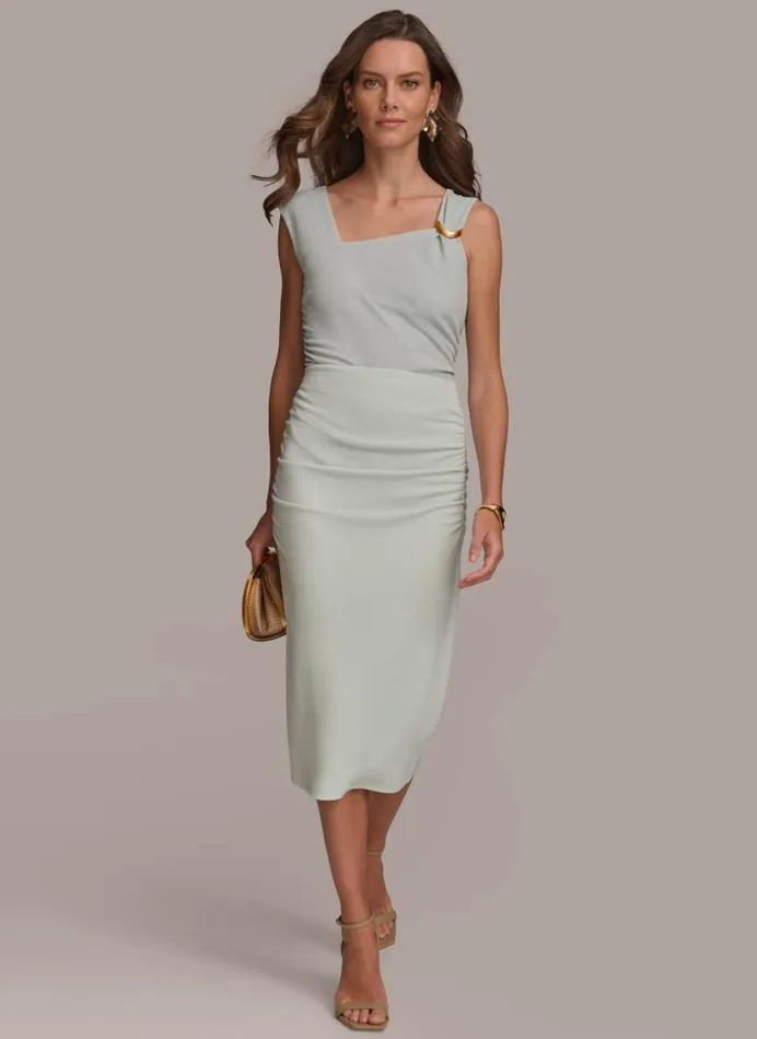 Women SLIM RUCHED SIDE SKIRT Blue Frost Donna Karan New York Skirts