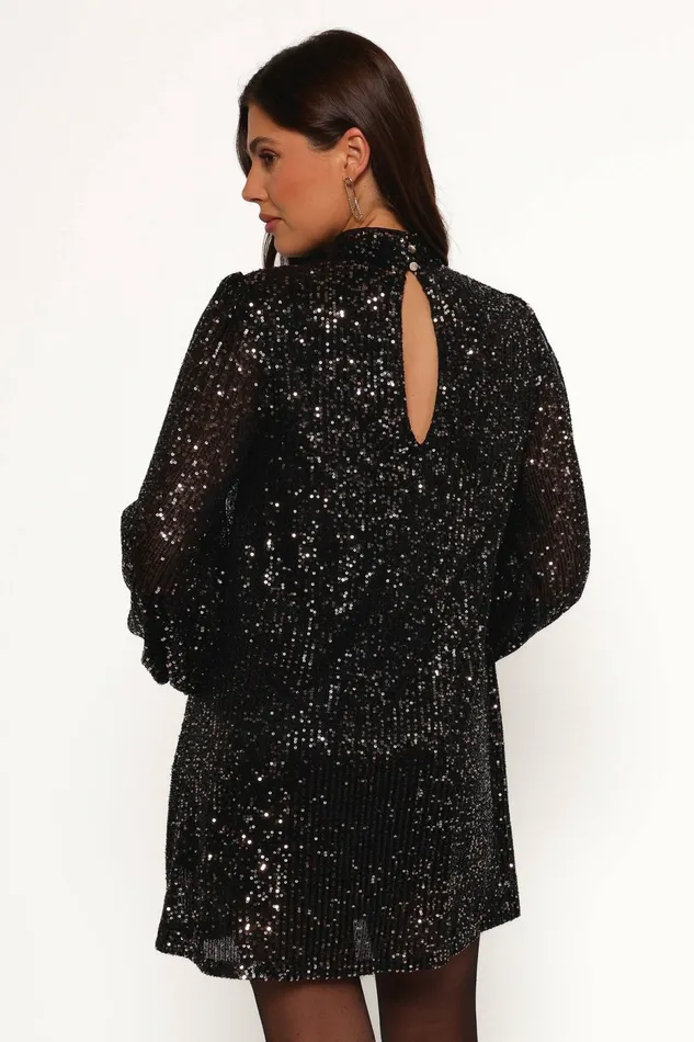 Women Springfield Mini Dress BlackGold Long Sleeve Dresses Petal and Pup