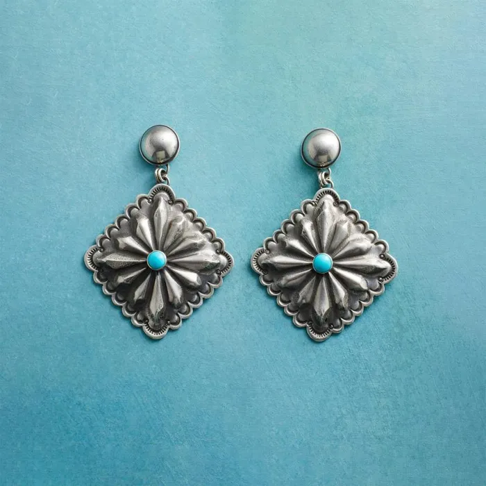 Women Square Concho Earrings Sundance Catalog Earrings