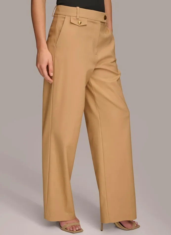 Women STRAIGHT LEG TROUSER WITH TAB WAIST DETAIL Fawn Donna Karan New York Pants