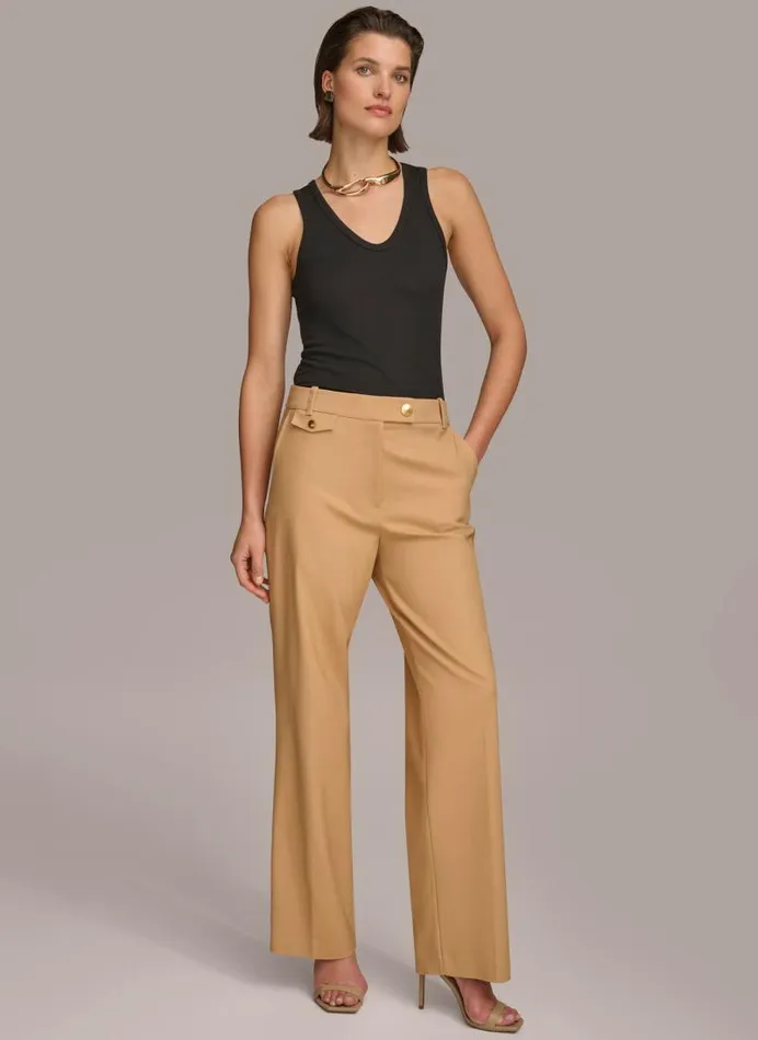 Women STRAIGHT LEG TROUSER WITH TAB WAIST DETAIL Fawn Donna Karan New York Pants