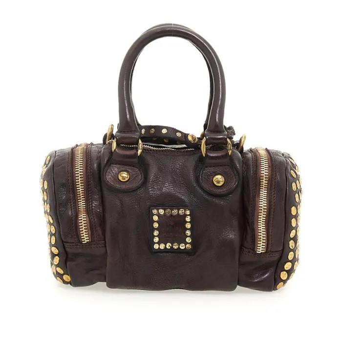 Women Studs Leather Bags Brown Campomaggi Handbags