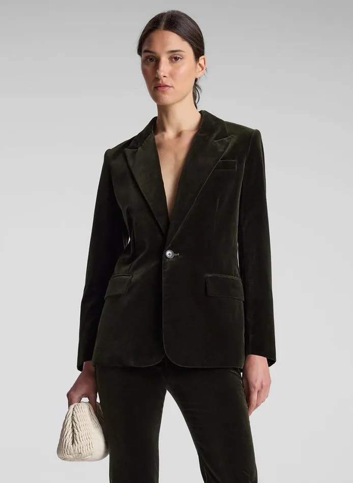Women Suits ALC Ben Velvet Tailored Jacket Mossy