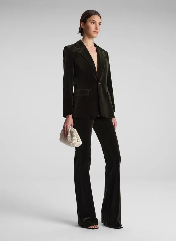 Women Suits ALC Ben Velvet Tailored Jacket Mossy