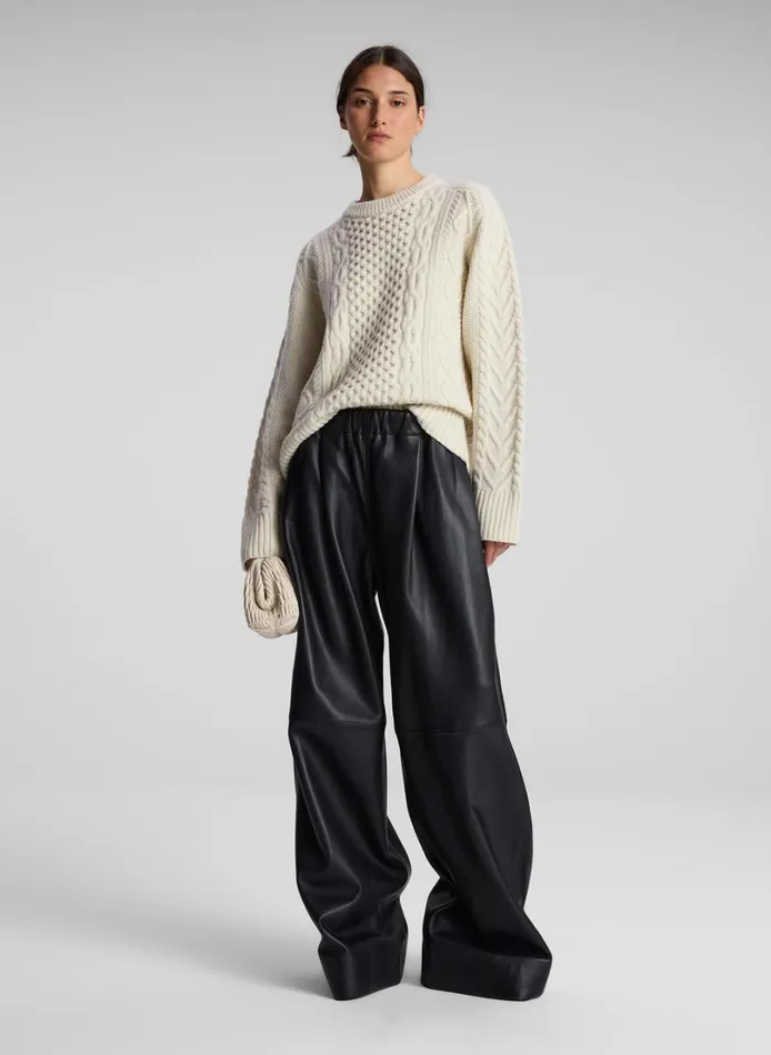 Women Sweaters ALC Kyra Merino Cable Knit Sweater Off White