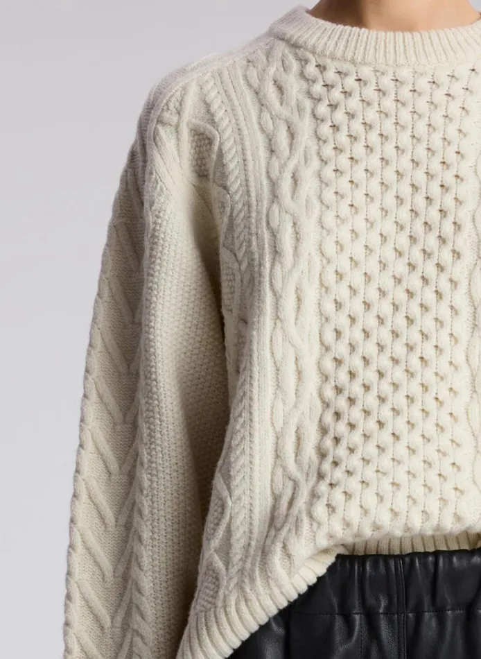 Women Sweaters ALC Kyra Merino Cable Knit Sweater Off White