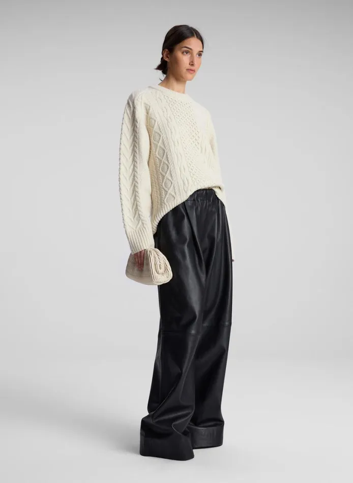 Women Sweaters ALC Kyra Merino Cable Knit Sweater Off White