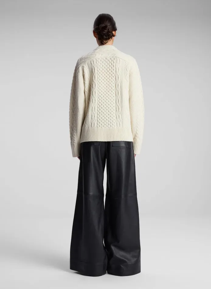 Women Sweaters ALC Kyra Merino Cable Knit Sweater Off White