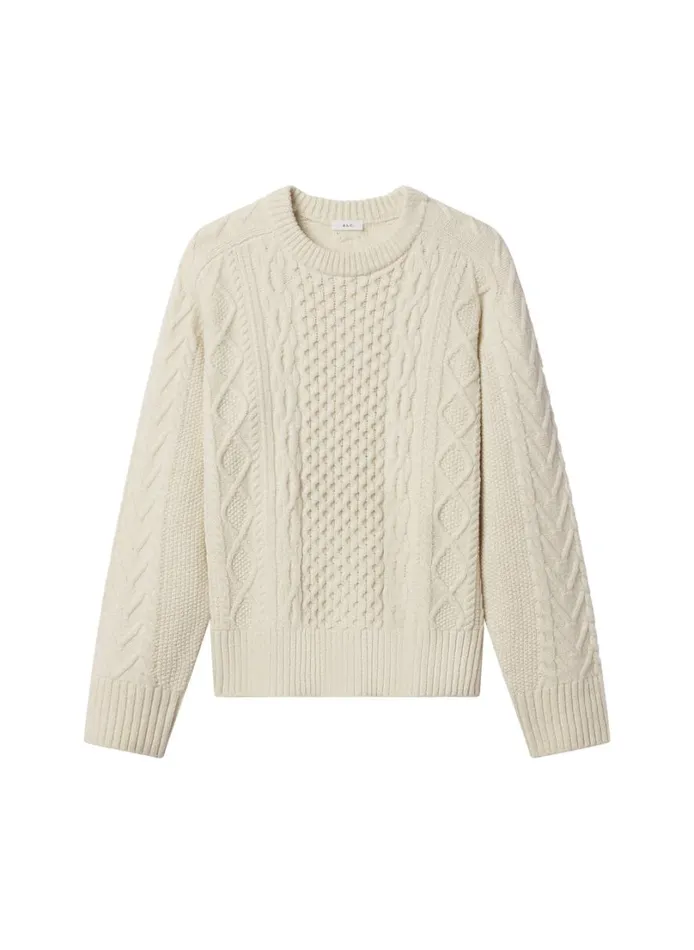 Women Sweaters ALC Kyra Merino Cable Knit Sweater Off White
