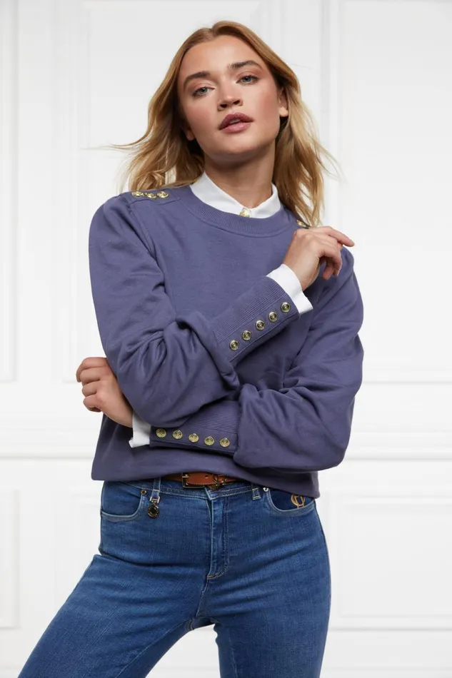 Women Sweatshirts Holland Cooper Kelso Crew Yale Blue Women Sweatshirts Holland Cooper Kelso Crew Yale Blue