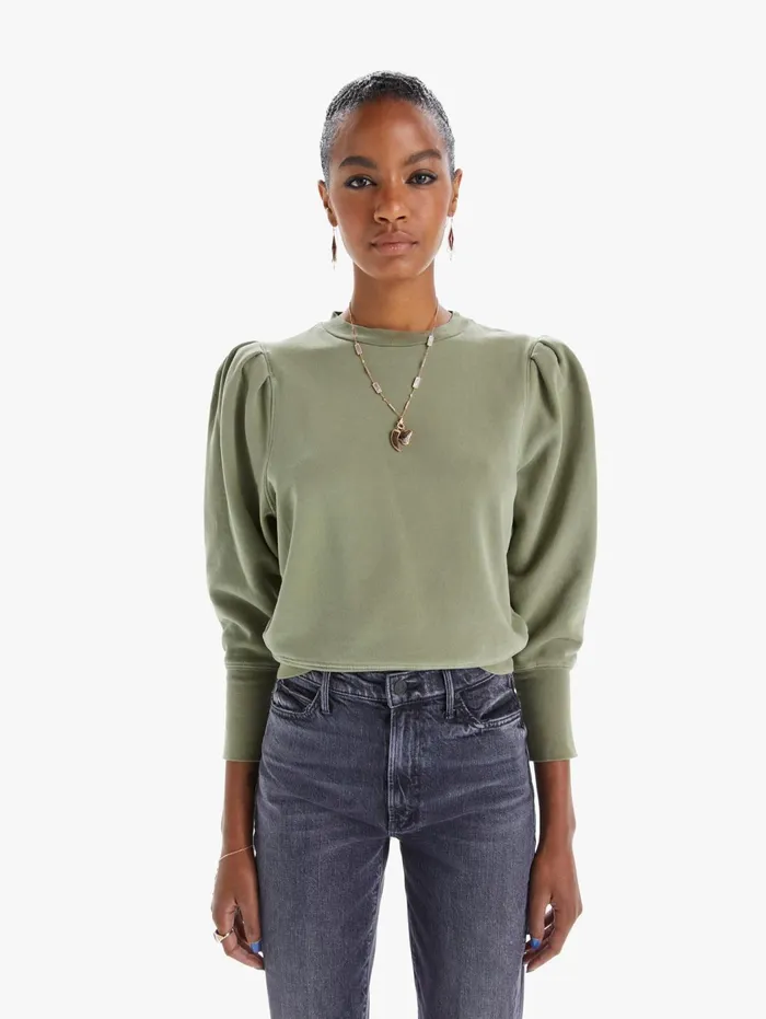Women Sweatshirts Mother Denim The Curve Ball Medium Green