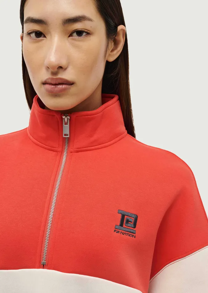 Women Sweatshirts PE Nation CENTRE FIELD SWEAT IN WHISPER WHITE POPPY RED