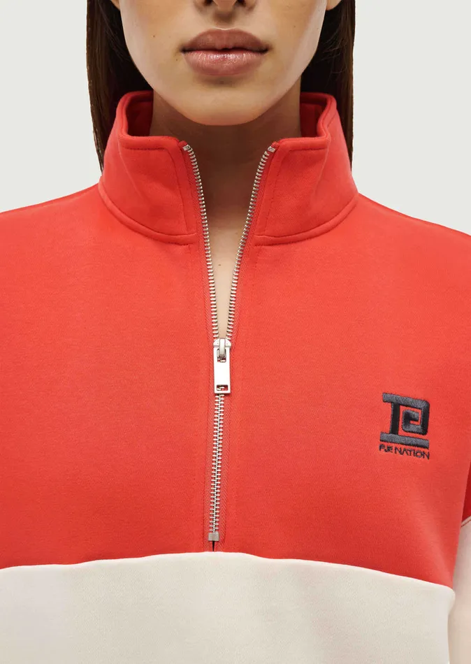 Women Sweatshirts PE Nation CENTRE FIELD SWEAT IN WHISPER WHITE POPPY RED