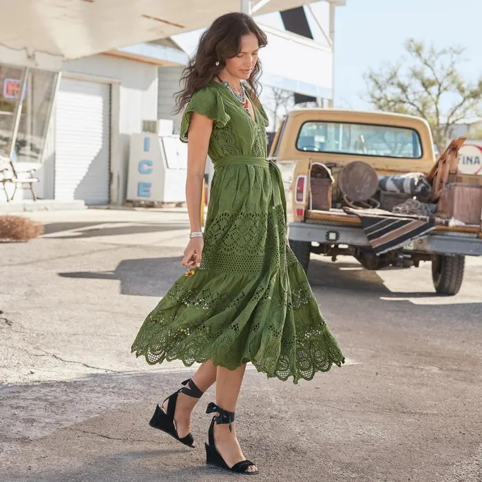 Women Talara Eyelet Dress Caviar Sundance Catalog Dresses and Jumpsuits
