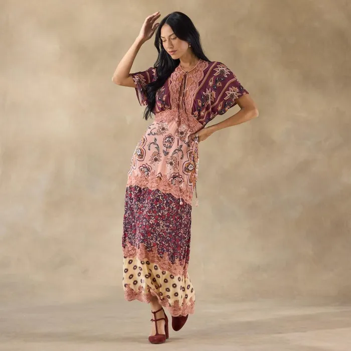 Women Tapestry Of Glamour Dress Burgundy Sundance Catalog Dresses and Jumpsuits