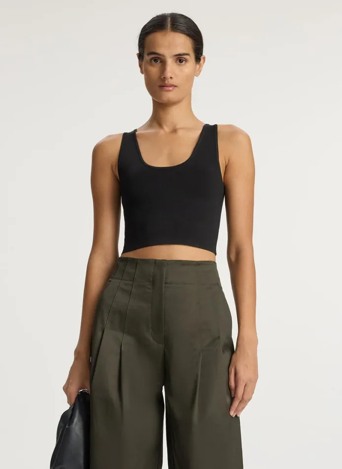 Women Tees and Tanks ALC Cleo Compact Knit Top Black