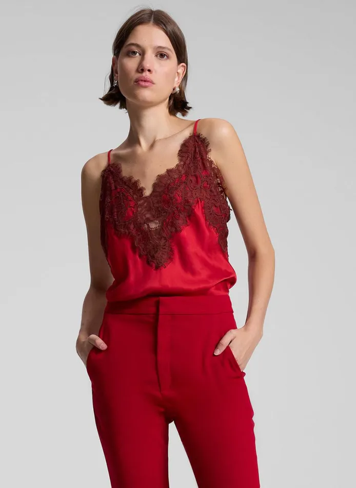 Women Tees and Tanks ALC Lennon Satin And Lace Camisole Top Really Redbosco