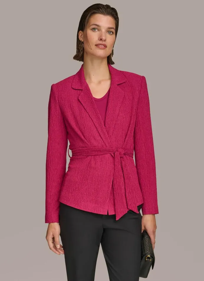 Women TEXTURE BELTED WRAP JACKET Cactus Flower Donna Karan New York Sweaters And Tops Women TEXTURE BELTED WRAP JACKET Cactus Flower Donna Karan New York Sweaters And Tops
