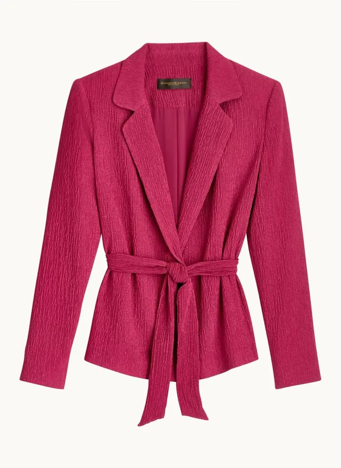 Women TEXTURE BELTED WRAP JACKET Cactus Flower Donna Karan New York Sweaters And Tops