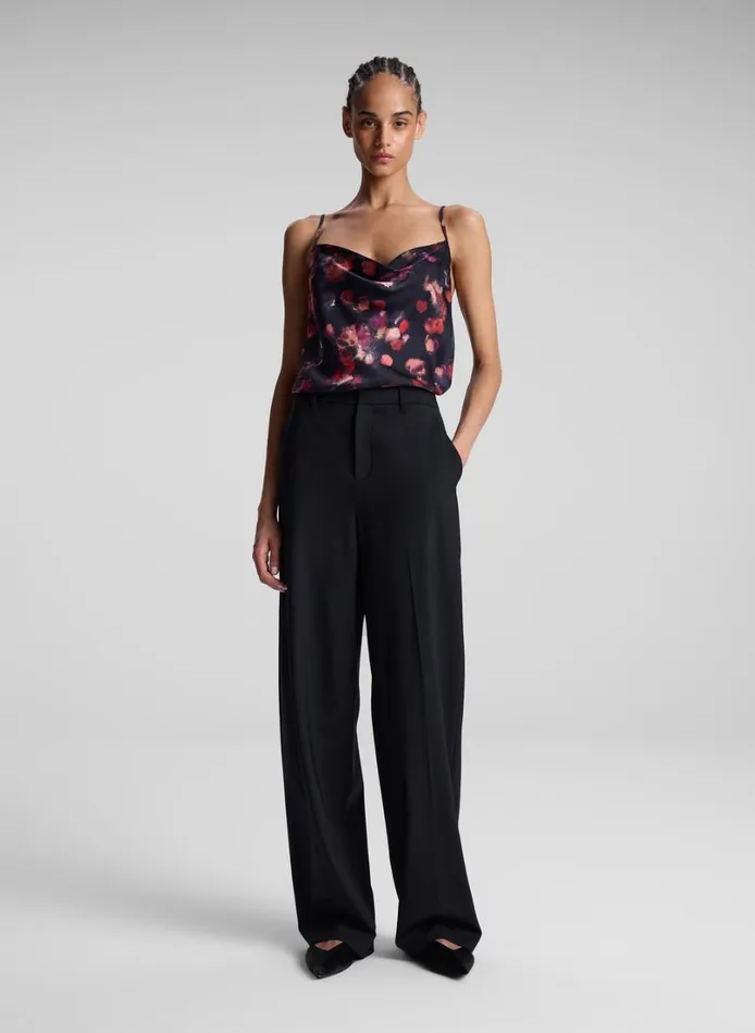 Women Tops ALC Amber Stretch Silk Camisole Top Navy Multi
