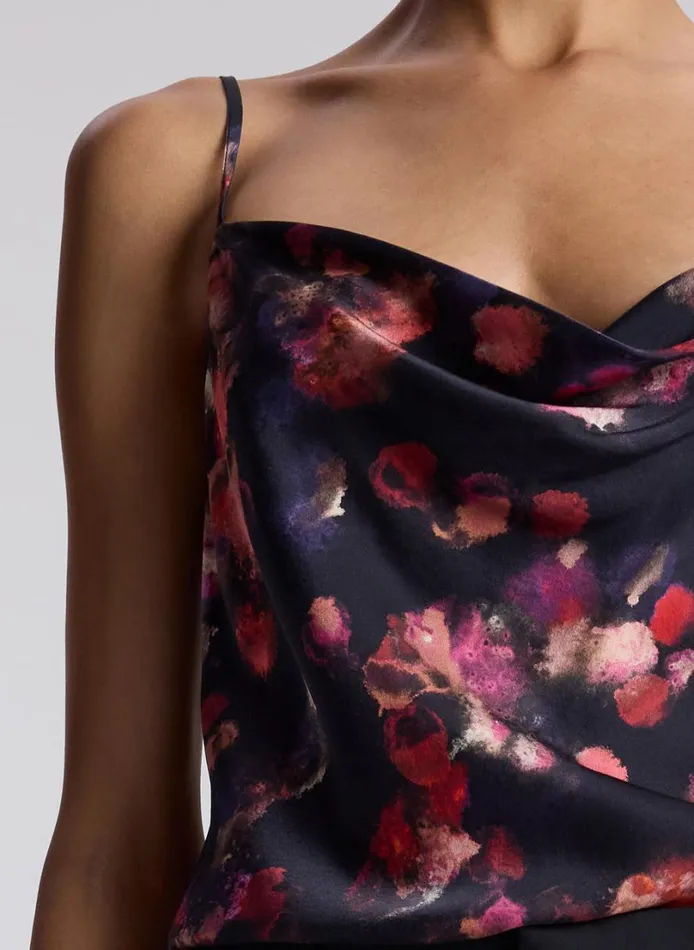 Women Tops ALC Amber Stretch Silk Camisole Top Navy Multi