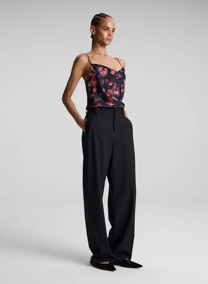 Women Tops ALC Amber Stretch Silk Camisole Top Navy Multi