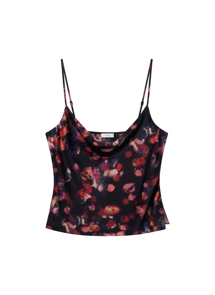Women Tops ALC Amber Stretch Silk Camisole Top Navy Multi