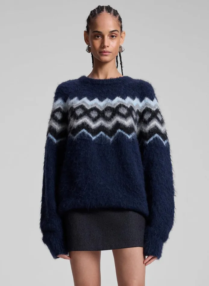 Women Tops ALC Ezra Fairisle Sweater Navy Multi