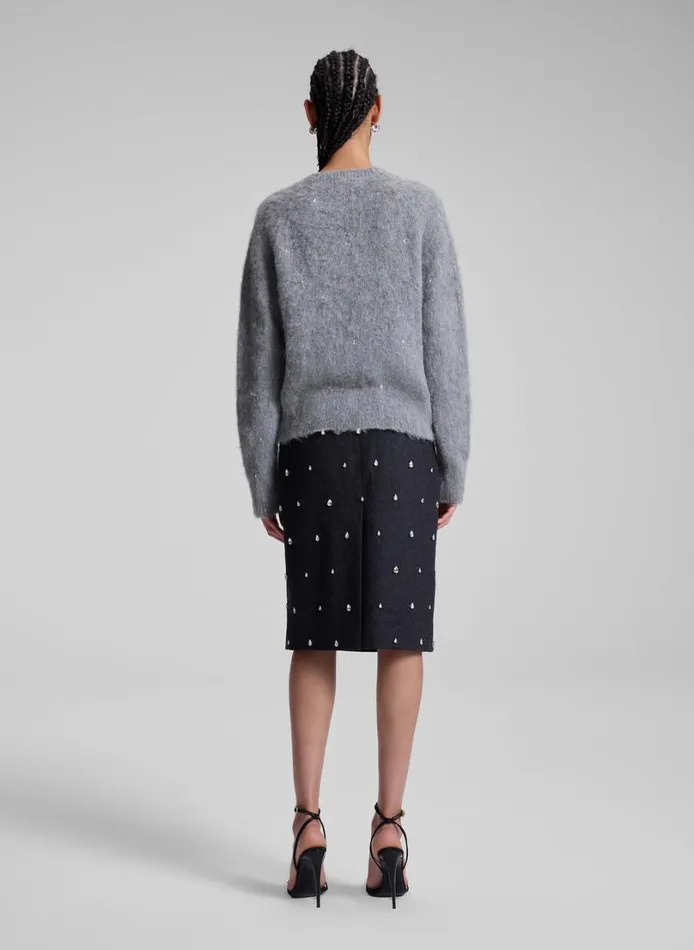Women Tops ALC Frankie Wool Cashmere Embellished Sweater Medium Heather Grey