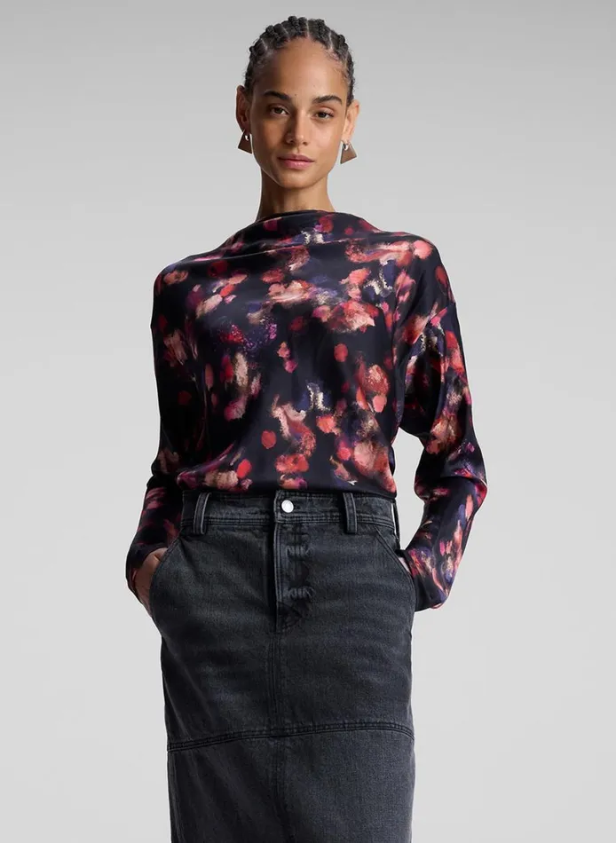 Women Tops ALC Georgia Stretch Silk Top Navy Multi