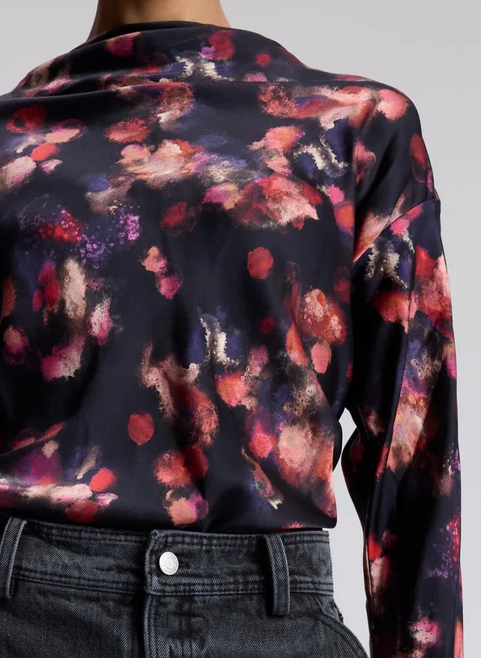 Women Tops ALC Georgia Stretch Silk Top Navy Multi