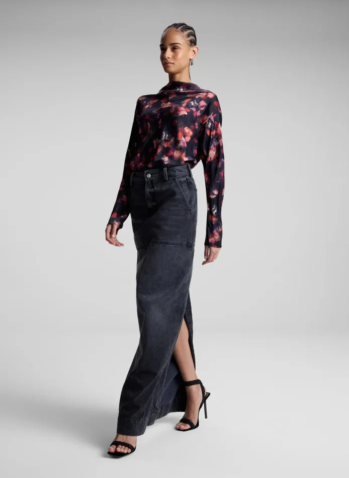 Women Tops ALC Georgia Stretch Silk Top Navy Multi