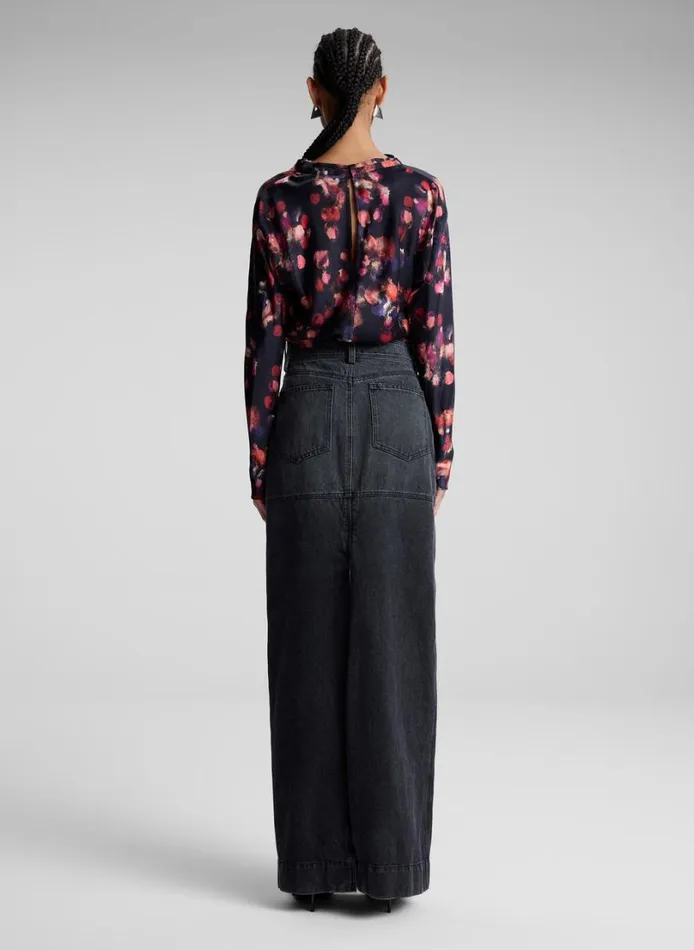 Women Tops ALC Georgia Stretch Silk Top Navy Multi