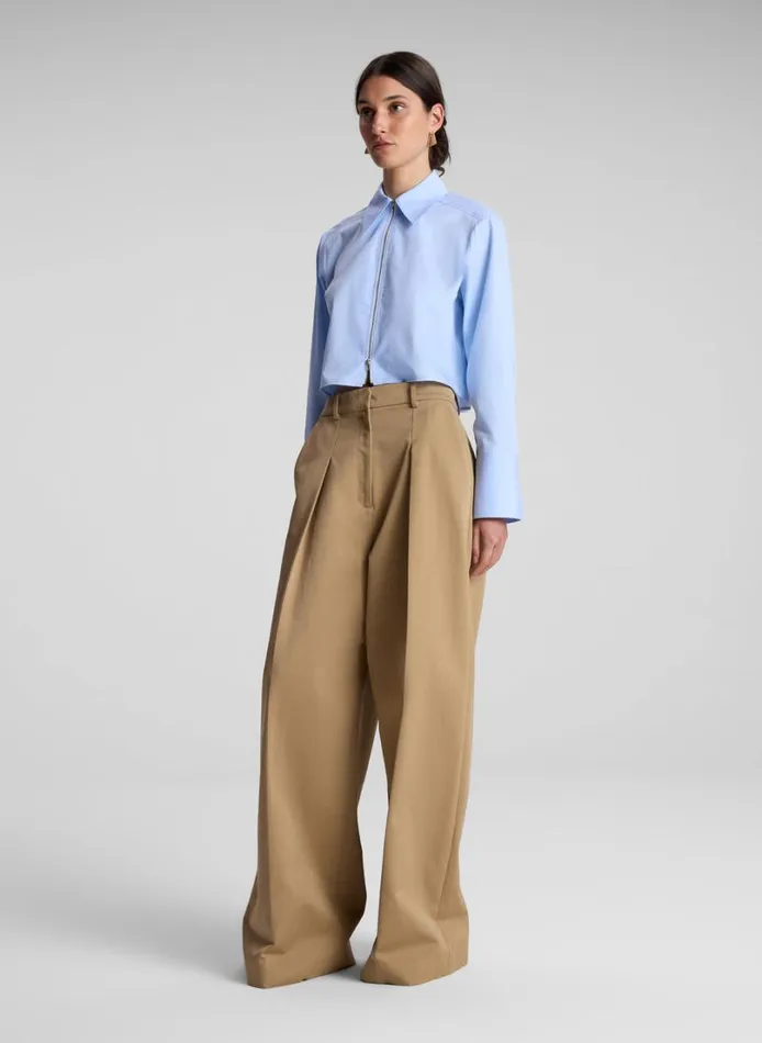 Women Tops ALC Jill Cotton Zip Top Sky Blue