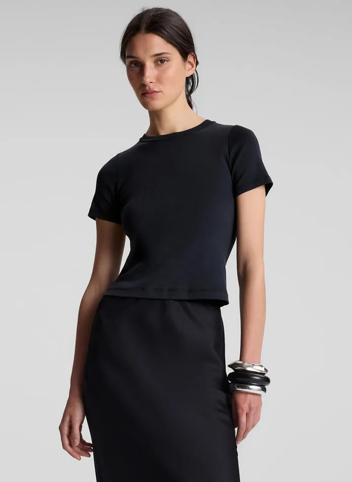 Women Tops ALC Paloma Cotton Rib Baby Tee Black