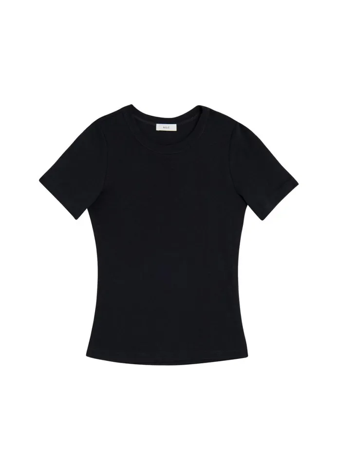 Women Tops ALC Paloma Cotton Rib Baby Tee Black