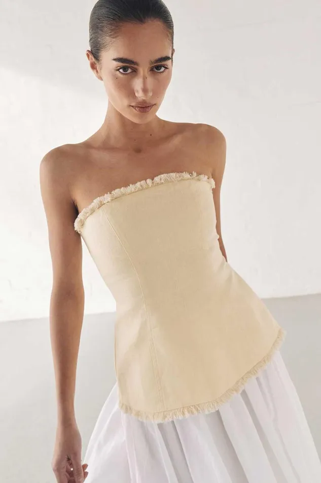 Women Tops DISSH ZAHARA LEMON LINEN FRINGED TOP