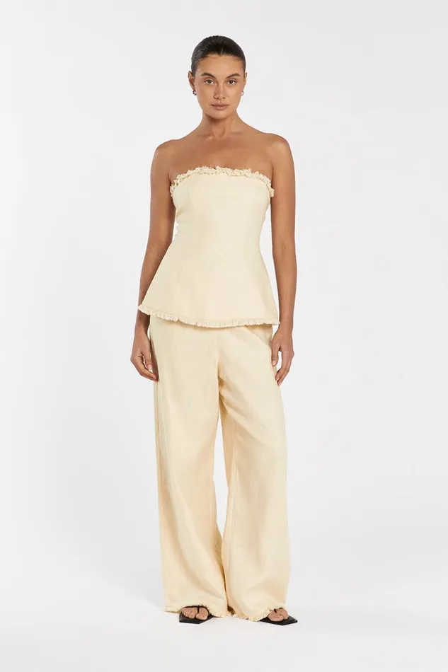 Women Tops DISSH ZAHARA LEMON LINEN FRINGED TOP