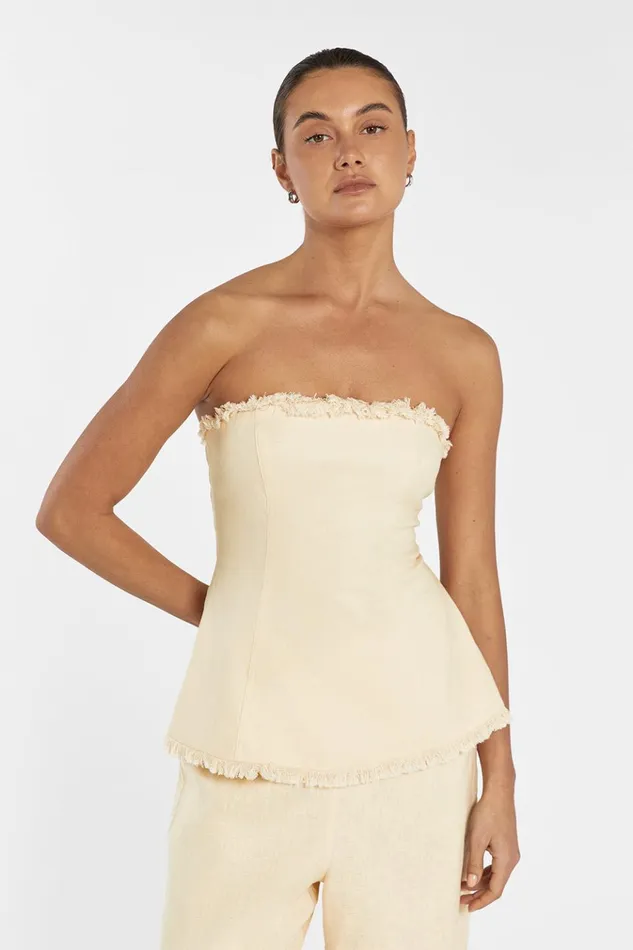 Women Tops DISSH ZAHARA LEMON LINEN FRINGED TOP